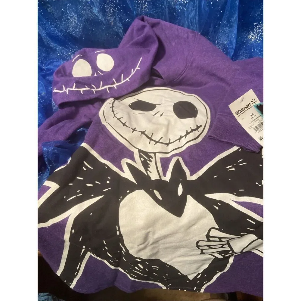 Nightmare Before Christmas Halloween Cosplay Hoodie Dress‎ Purple XS